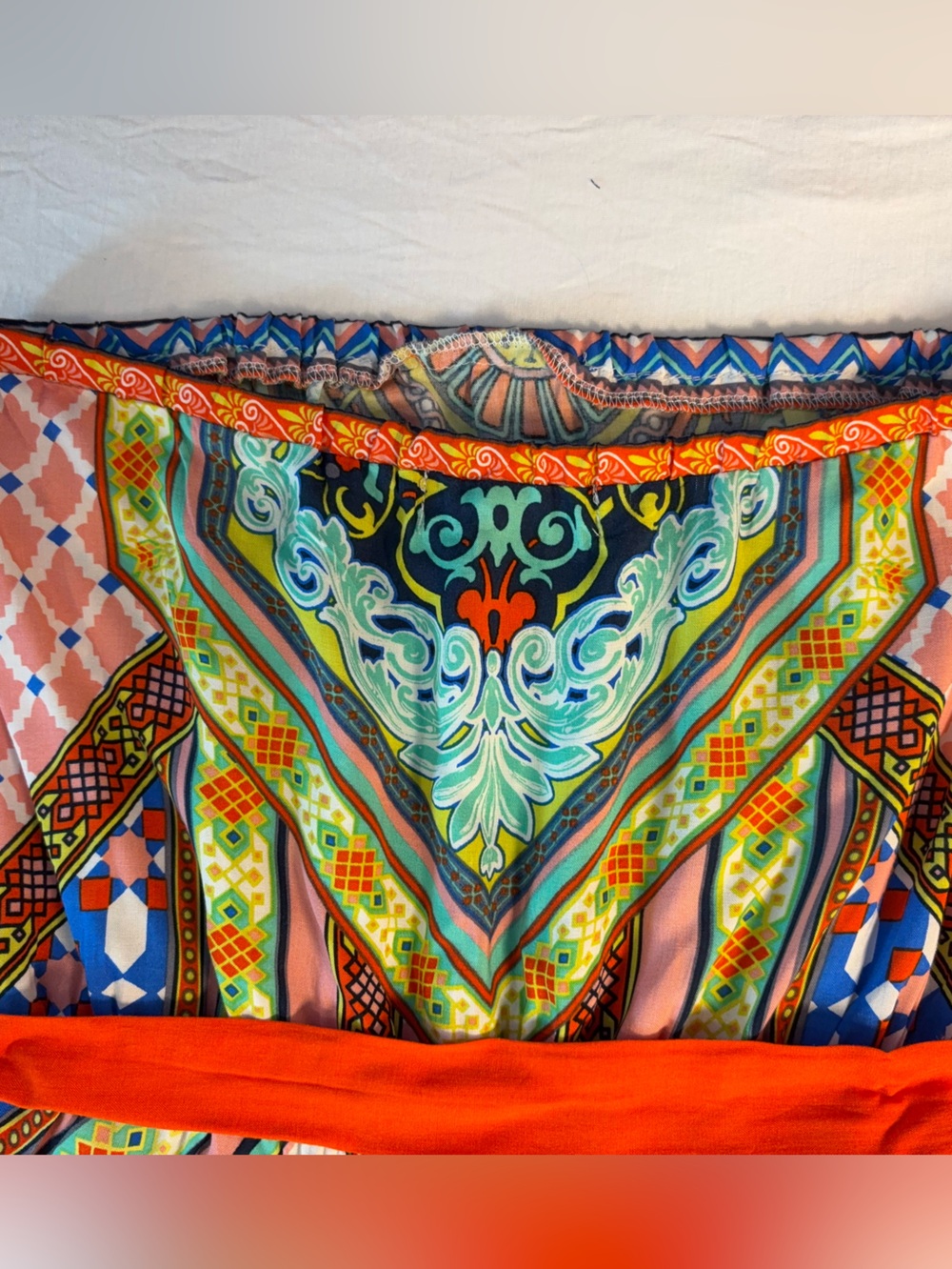 Flying Tomato Strapless Scarf Print Wide-Leg Jumpsuit | Boho Resort | Size M - Picture 4 of 10
